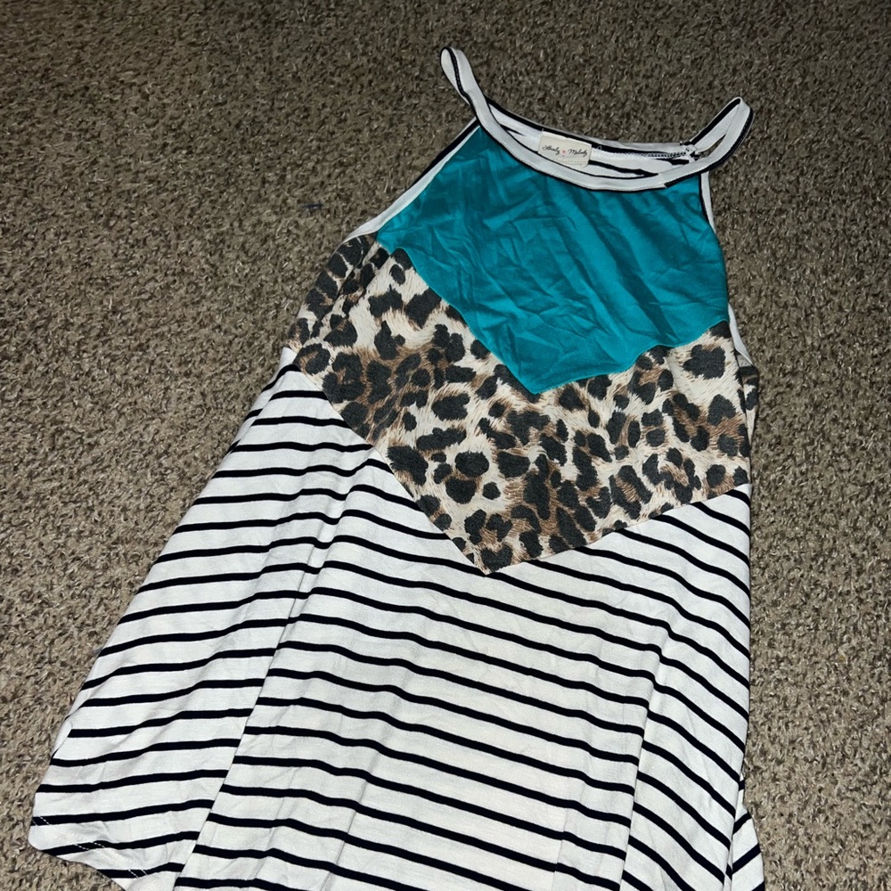 Super cute EUC tank cheetah teal stripes